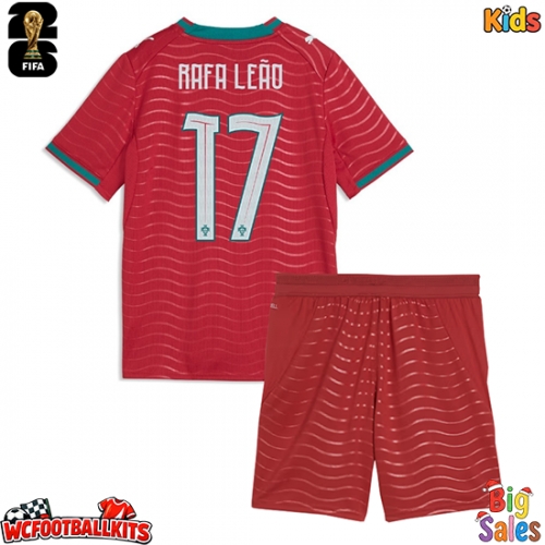 Portugal Rafael Leao #17 Replica Home Stadium Kit for Kids World Cup 2026 Short Sleeve (+ pants)
